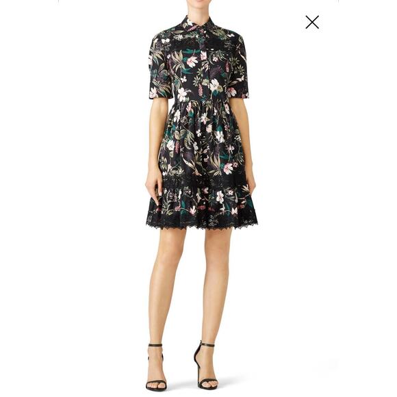 Kate Spade Dresses & Skirts - kate spade new york Short Sleeve Black Botanical Mini Dress Lace Trim Size 8